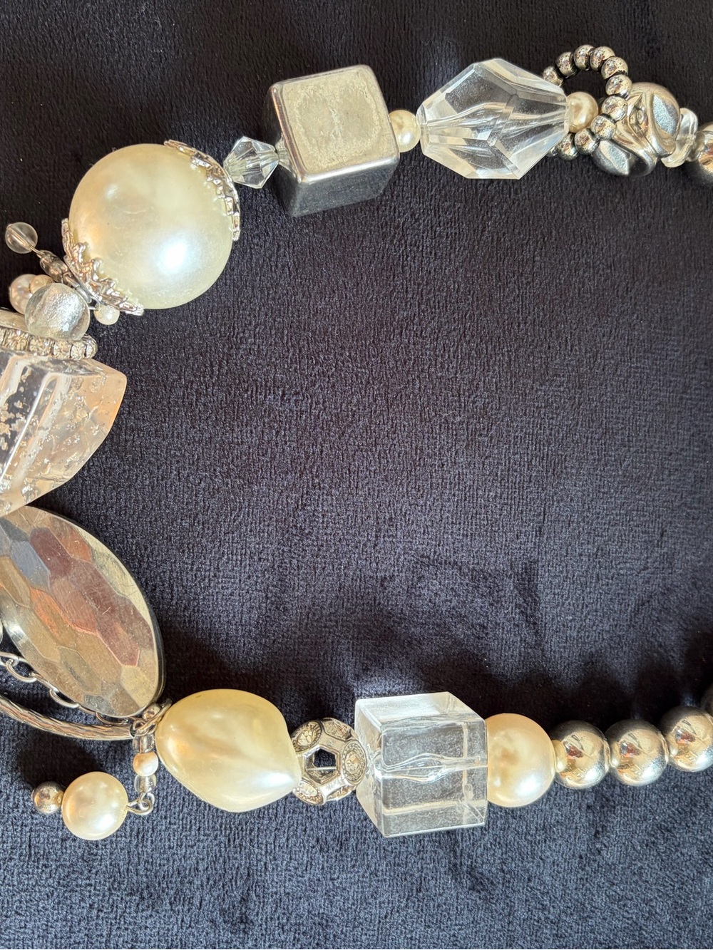 Silver & Pearl Statement Necklace - Women Jewelry
